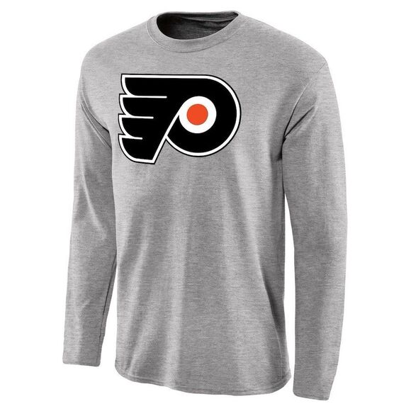 Philadelphia Flyers XL Hockey Logo 2 Long Sleeve T-Shirt Men's Ash Unisex NWOT - Picture 1 of 8